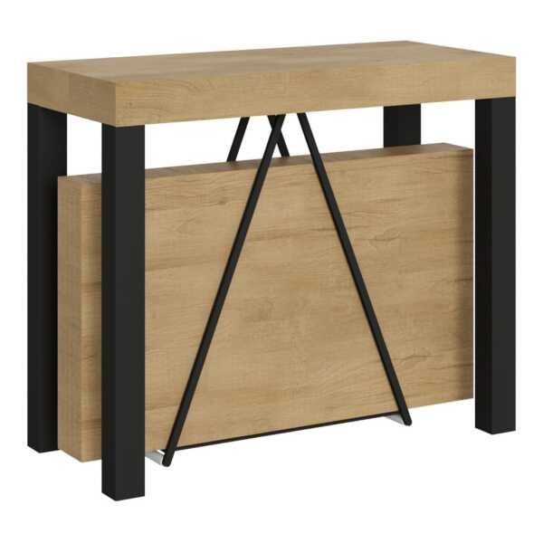 Ausziehbarer Konsolentisch 90x40/196 cm in Holzoptik, Eiche Natur