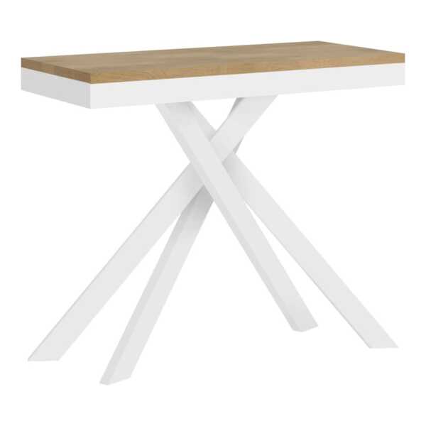 Ausziehbarer Konsolentisch 90x40/196 cm in Holzoptik, Eiche Natur