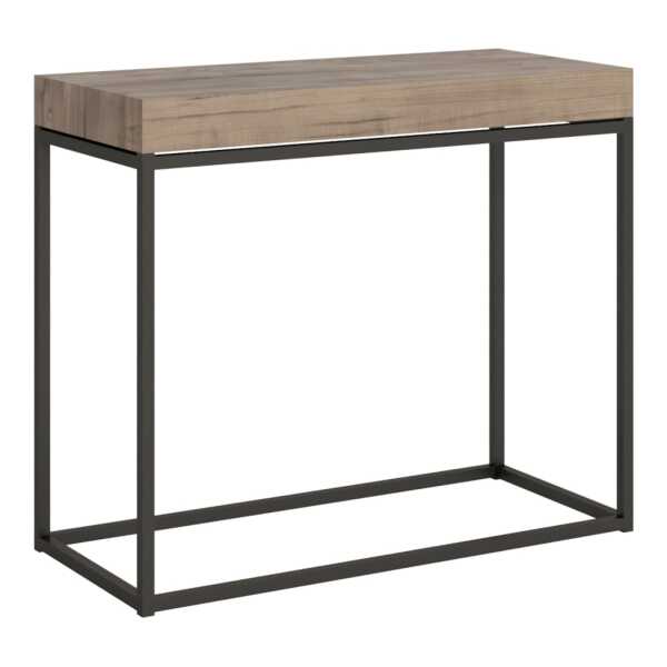 Ausziehbarer Konsolentisch 90x40/196cm in Holzoptik Eiche Natur, Eisen