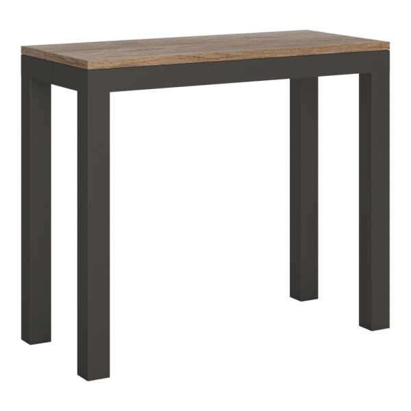 Ausziehbarer Konsolentisch 90x40/300cm in Holzoptik Eiche Natur, Eisen