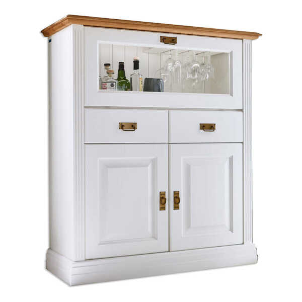 Casamia Massive Möbel BARSCHRANK Weiß, Braun