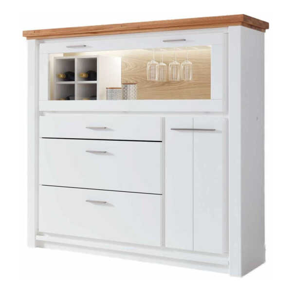 Casamia Massive Möbel BARSCHRANK Weiß, Braun