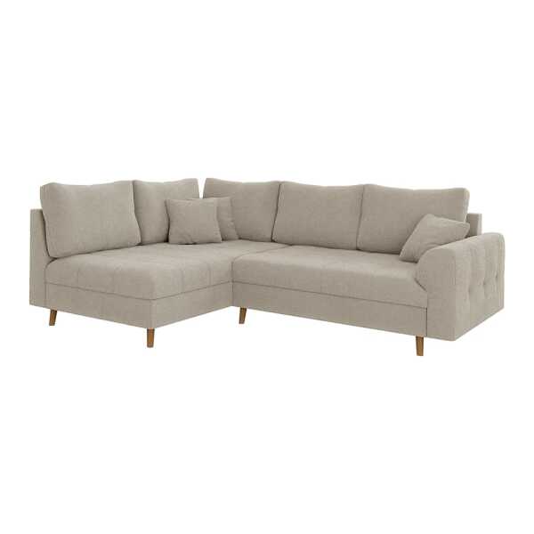 Ecksofa im skandinavischen Stil aus Boucle-Stoff, Beige