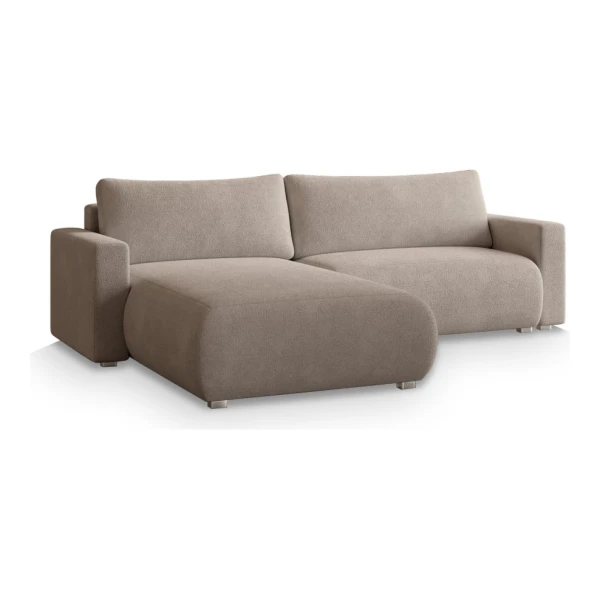 Ecksofa mit Schlaffunktion aus Bouclé-Stoff, Beige