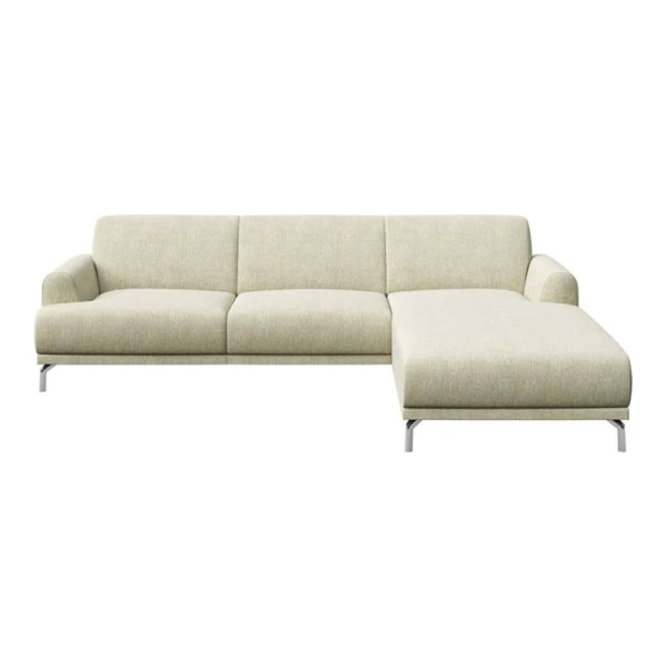 Ecksofa rechts aus Polyester hellbeige