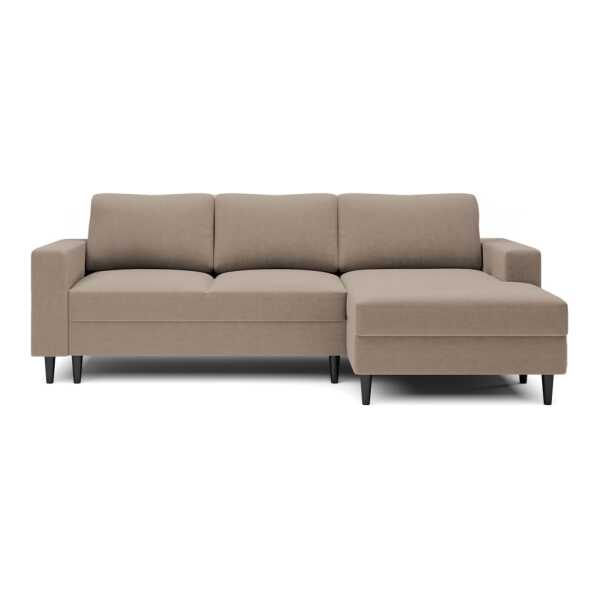 Ecksofa Veloursbezug Dunkelbeige