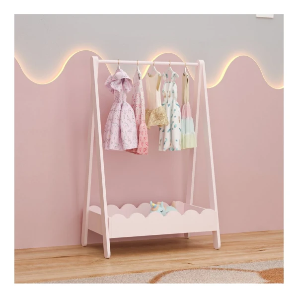 en.casa Kleiderständer, für Kinder "Vestnes" mit Kleiderstange 99x66x38 cm Cotton Candy