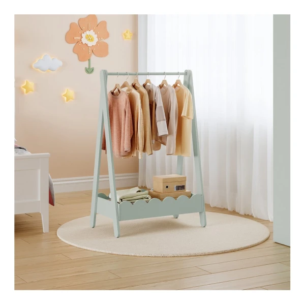 en.casa Kleiderständer, für Kinder "Vestnes" mit Kleiderstange 99x66x38 cm Mintgrün