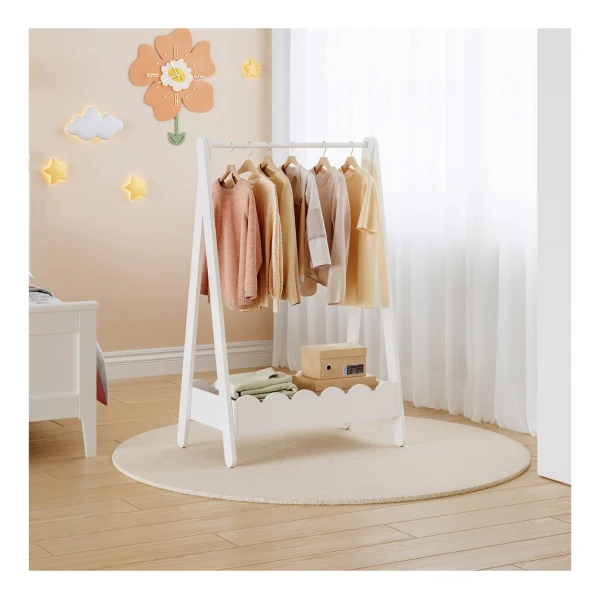 en.casa Kleiderständer, für Kinder "Vestnes" mit Kleiderstange 99x66x38 cm Weiß