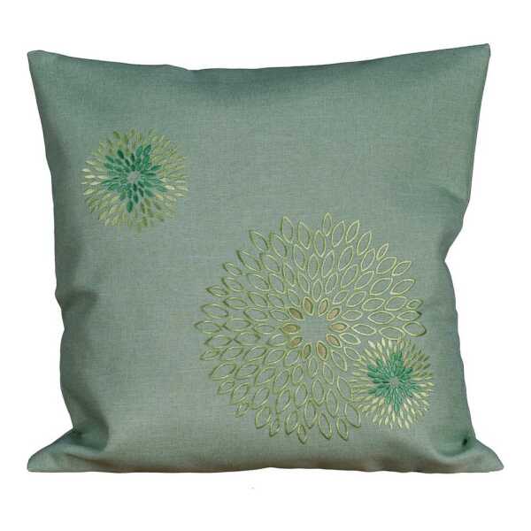 heimtexland Tischdecke Deko Tischwäsche Kissen Serie Pusteblume bestickt (Typ887 1-tlg), Kissenhülle 40x40 I natürlich edle Leinen-Optik I mint