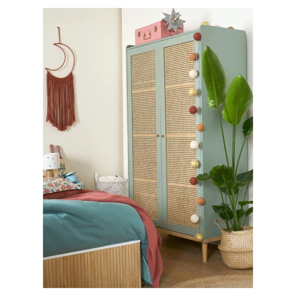Kinderzimmer Kleiderschrank POESIE mit Rattan