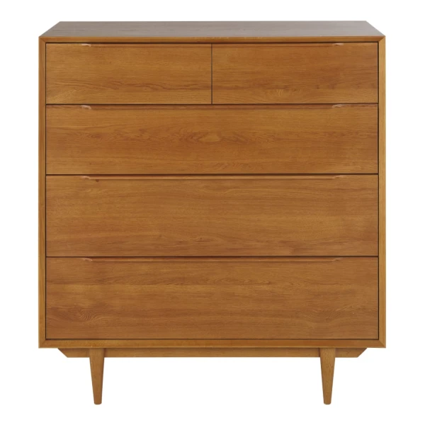 Vintage hohe Kommode mit 5 Schubladen, 100 cm breit