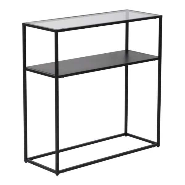 Konsolentisch aus Metall 80 x 80 x 30 cm, in Schwarz und Transparent