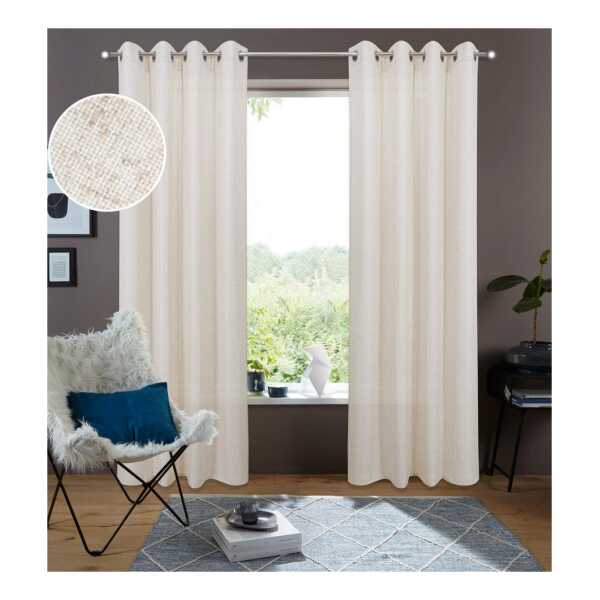 my home Gardine Rudy (2 St), Ösen, halbtransparent, Halbtransparent, Leinenlook, Polyester-Leinen-Mischung, 2er Set