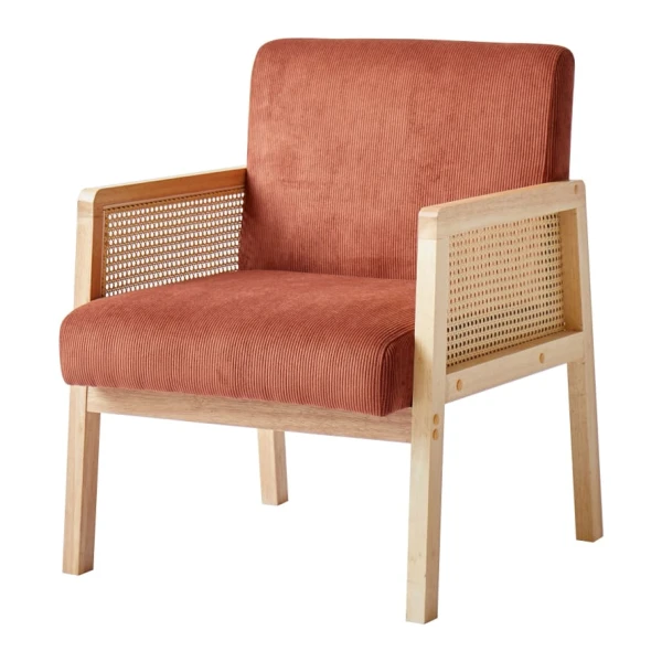 Polstersessel aus Massivholz und Rattan Terracotta