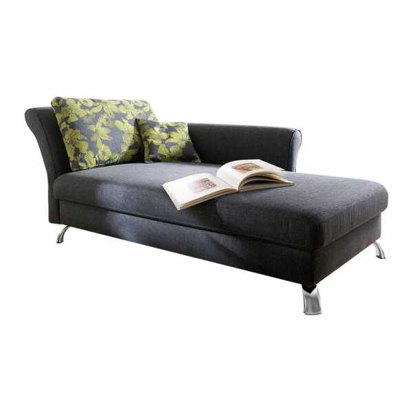 Recamiere Habay mit Schlaffunktion Grau/Grau Webstoff 190 x 86 x 87cm Armlehne davorstehend links Modern