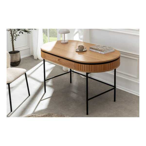 riess-ambiente Schreibtisch ATELIER 120cm natur/schwarz - Eiche, furniert, Schublade, Home Office (Einzelartikel, 1-St), Moderner Konsolentisch - idealer Allrounder f. Wohn- und Arbeitszimmer