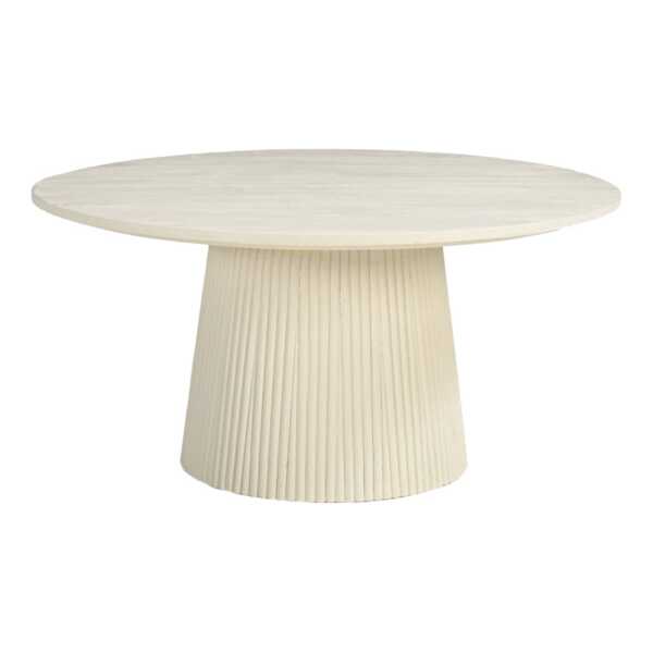 Runder Couchtisch D80 cm aus Massivholz Elfenbein