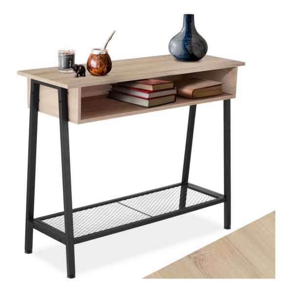 tectake Konsolentisch Beistelltisch Tralee 100x35x80,5cm (1-St., 1 tlg), Schmaler Konsolentisch im puristischen Factory-Chic