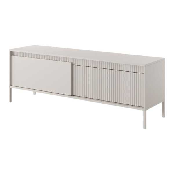 TV-Lowboard mit geriffelter Front, beige, 153 cm