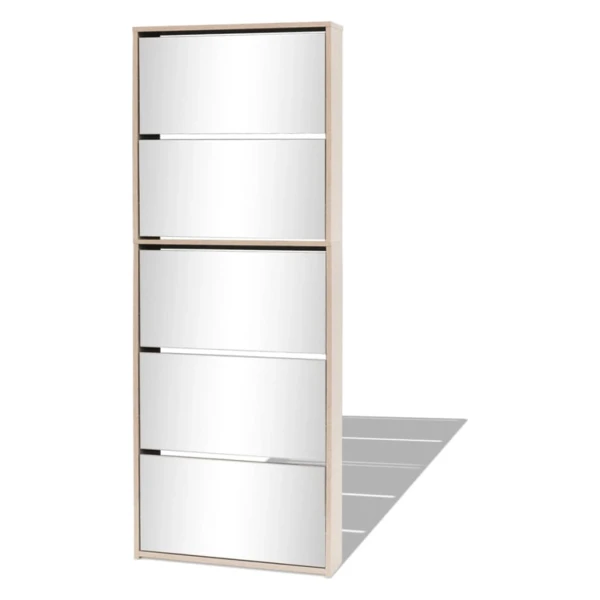 vidaXL Schuhschrank mit 5 Fächern Spiegel Eiche 63x17x169,5 cm 273937