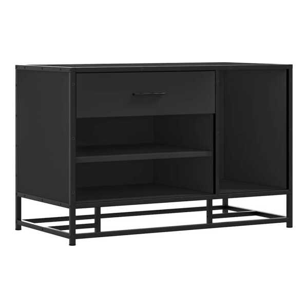 vidaXL Sitzbank Schuhbank Schwarz 80x40x53,5 cm Holzwerkstoff und Metall
