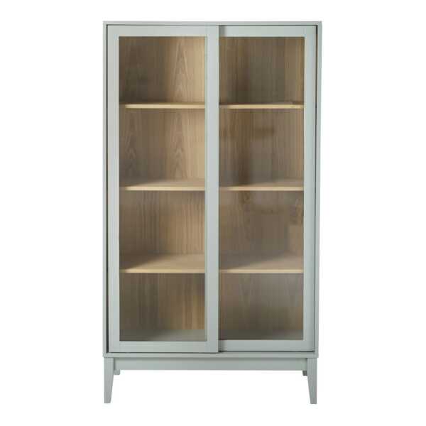 Vintage-Vitrine mit 2 Türen, blaugrau
