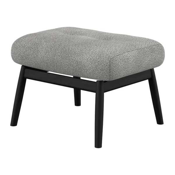 Polsterhocker FEELIX 55 x 36 x 52cm Grau Schwarz Teddy-Bouclé Stoff Bony: Grau