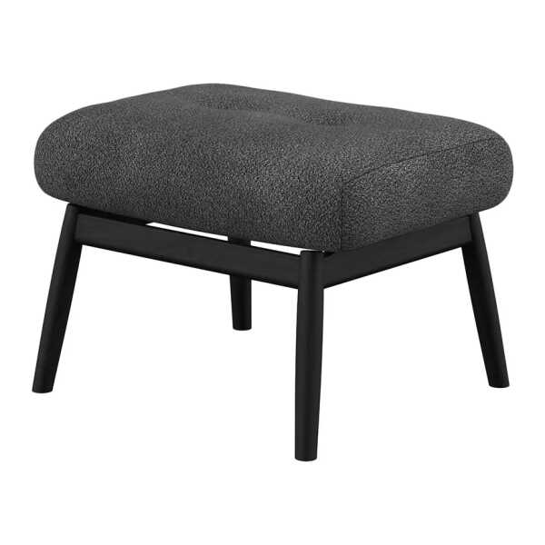Polsterhocker FEELIX 55 x 36 x 52cm Grau Schwarz Teddy-Bouclé Stoff Bony: Anthrazit