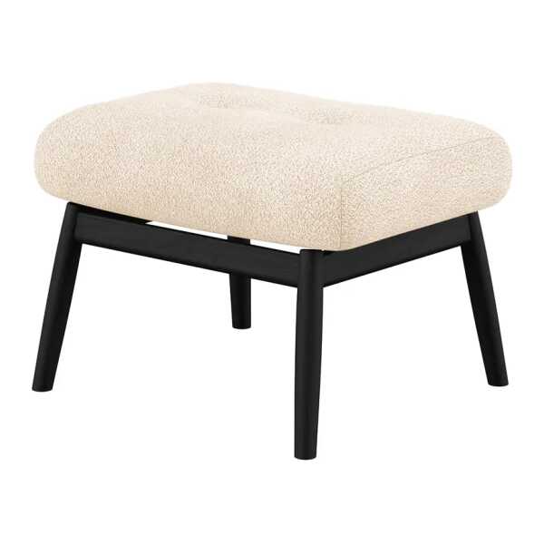 Polsterhocker FEELIX 55 x 36 x 52cm Beige Schwarz Teddy-Bouclé Stoff Bony: Beige