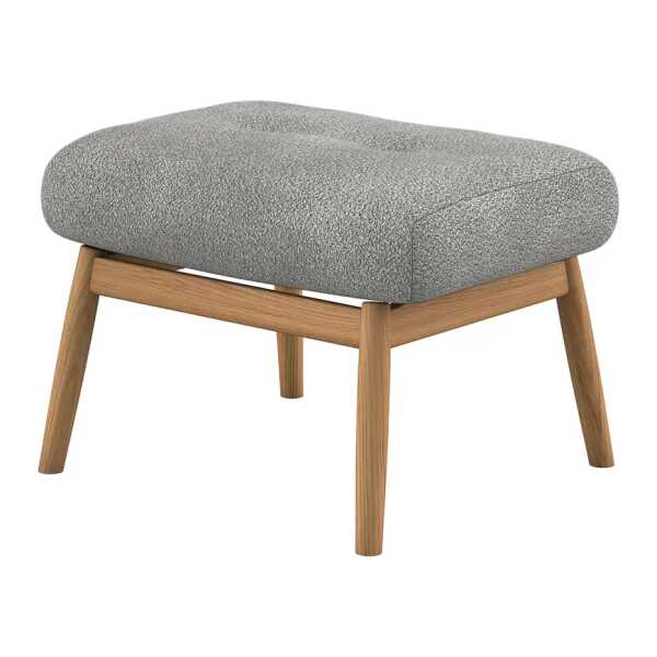 Polsterhocker FEELIX 55 x 36 x 52cm Grau Eiche Hell Teddy-Bouclé Stoff Bony: Grau
