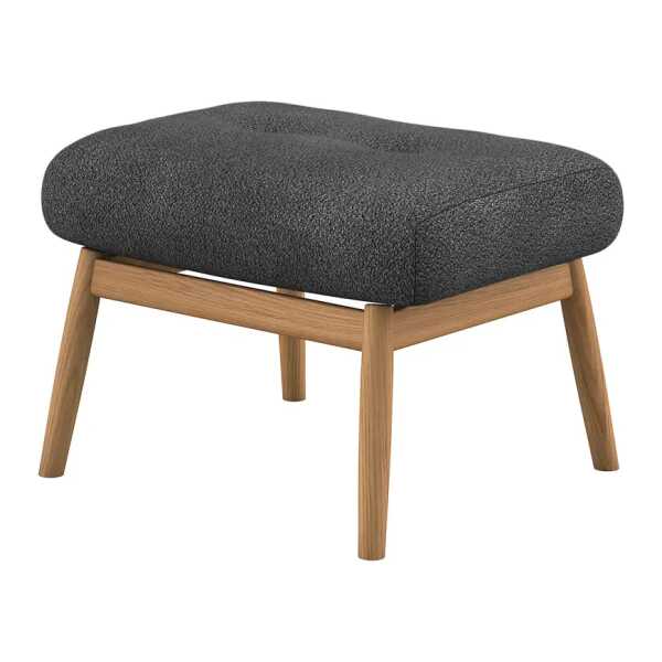 Polsterhocker FEELIX 55 x 36 x 52cm Grau Eiche Hell Teddy-Bouclé Stoff Bony: Anthrazit