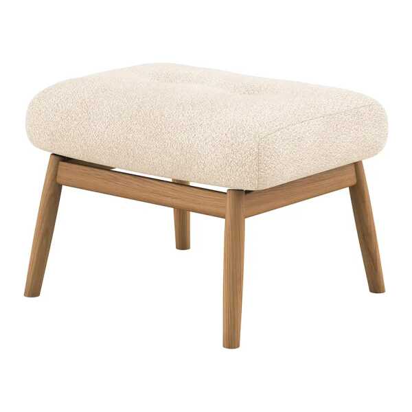 Polsterhocker FEELIX 55 x 36 x 52cm Beige Eiche Hell Teddy-Bouclé Stoff Bony: Beige