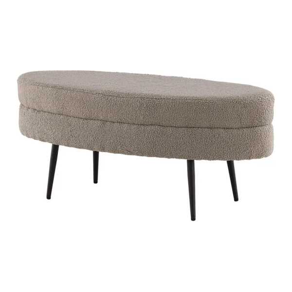 Polsterhocker Otto 100 x 41 x 40cm Grau/Grau Teddystoff