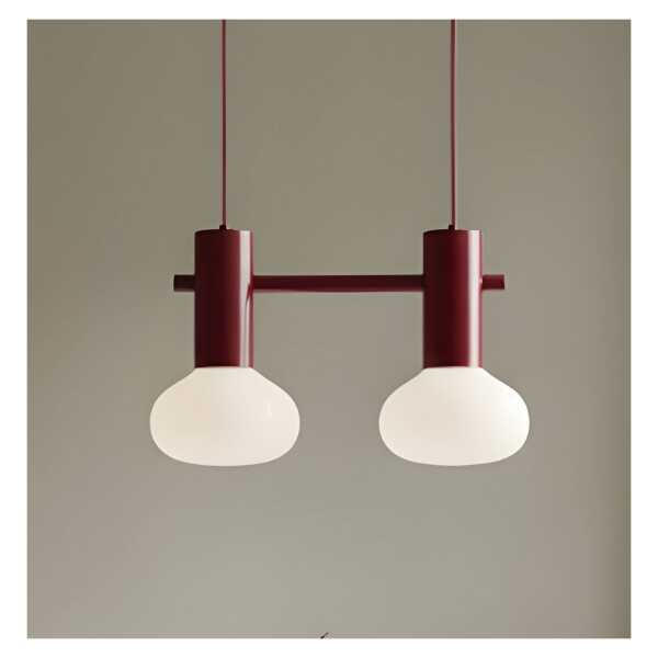 Hängeleuchte Flo, rot, 2-flammig, Glas