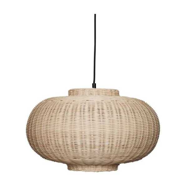 Handgeflochtene Pendelleuchte Chand Ellipse, Rattan naturfarben, Ø 45 x 27 cm