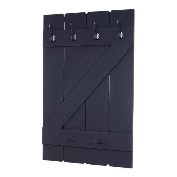 BERLINLODGE® Wandgarderobe Garderobe Garderobenpaneel HxBxT 91x60x10cm 6 Haken Dunkelgrau shabby, Landhaus-Design: Shabby-Look für charmante & wohnliche Akzente