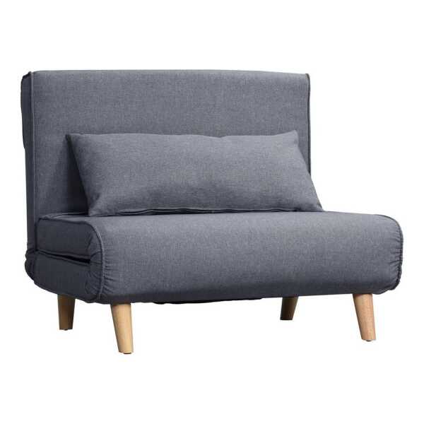 HOMCOM Sessel Rückenlehne Liege, Leinenimitat Kautschukholz, Grau, 94x78x80 cm (2-Sitzer Sofa, 1-St., Einzelschlafsofa), mit Bettfunktion