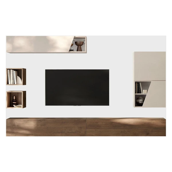 Home affaire Wohnwand Infinity, 6tlg. Breite 276 cm, moderne Mediawand, (6-St), (2x Lowboard hängend, 2x Hängewürfel, Hängeschrank, Würfelregal Set)