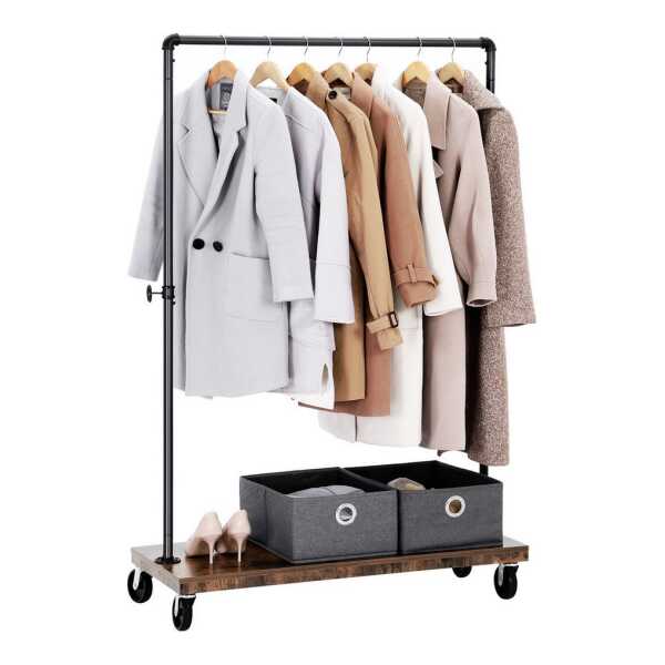 VASAGLE Kleiderständer, mit Rollen, bis 90 kg belastbar, 104,5 x 40 x 160 cm