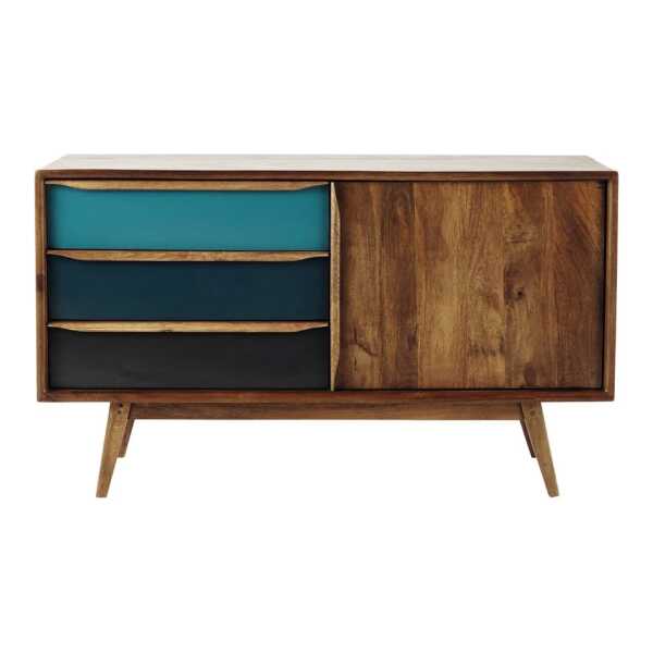 Vintage Sideboard aus blauem Mangoholz, 127 cm