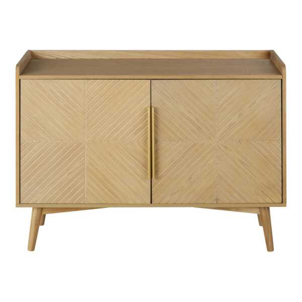Vintage-Sideboard mit 2 Türen aus beigefarbenem und messingfarbenem Metall, 109 cm