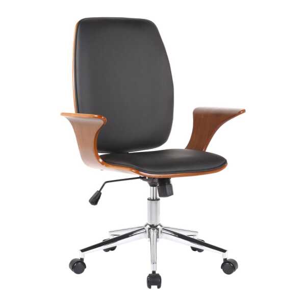 Bürostuhl drehbar höhenverstellbar aus Kunstleder walnuss/schwarz