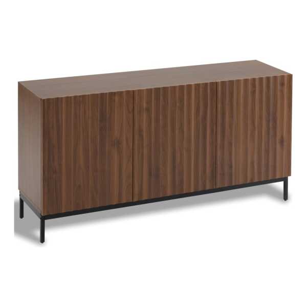 Dunkel Gemasertes Vintage Eichenholz-Dekor Sideboard 3D Gewellt,Braun