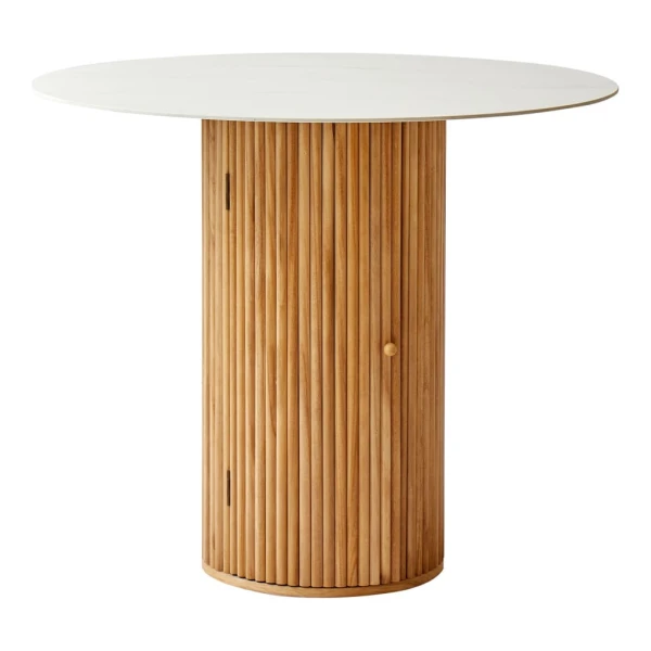 Esstisch aus Massivholz mit Marmor-Optik (4-6)