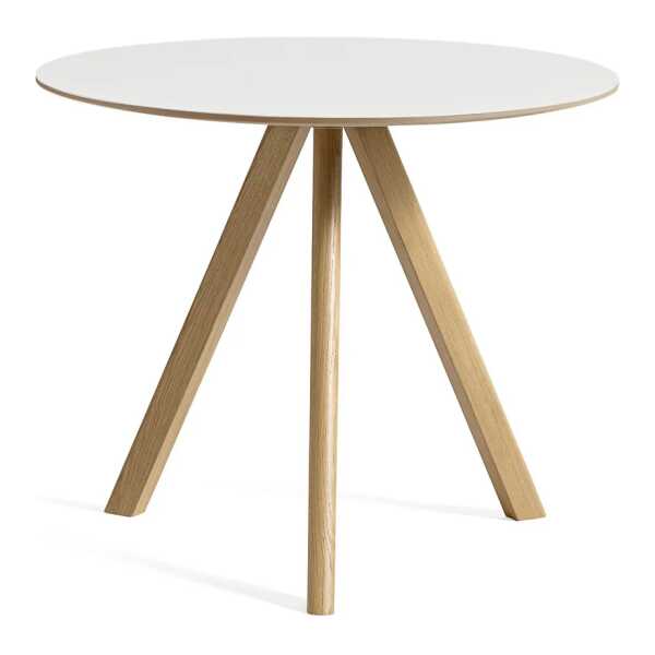 HAY - Copenhague CPH20 2.0 Tisch Ø 90 cm, Eiche lackiert / Laminat weiß