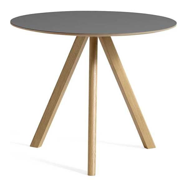 HAY - Copenhague CPH20 2.0 Tisch Ø 90 cm, Eiche lackiert / Linoleum grau