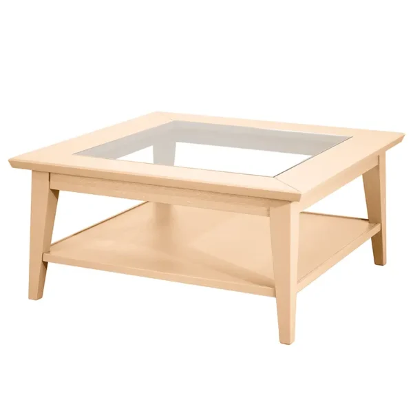 Couchtisch mit Glasplatte Typ A 90 x 90cm Braun/Pinie Hell