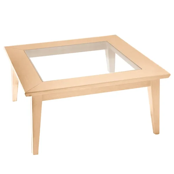 Couchtisch mit Glasplatte Typ B 90 x 90cm Braun/Pinie Hell