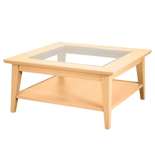 Couchtisch mit Glasplatte Typ A 90 x 90cm Braun/Pinie Dunkel